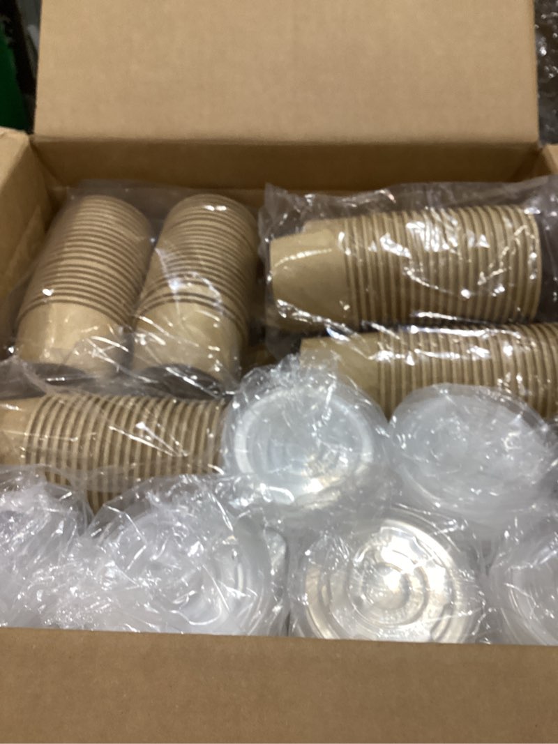 Condition photo showing Good Condition for essential paper ice cream cups with lids, 120pcs 8oz disposable dessert bowls with lids for hot or cold food, paper snack containers for sundae, frozen yogurt, soup (brown) 120 pcs with lids