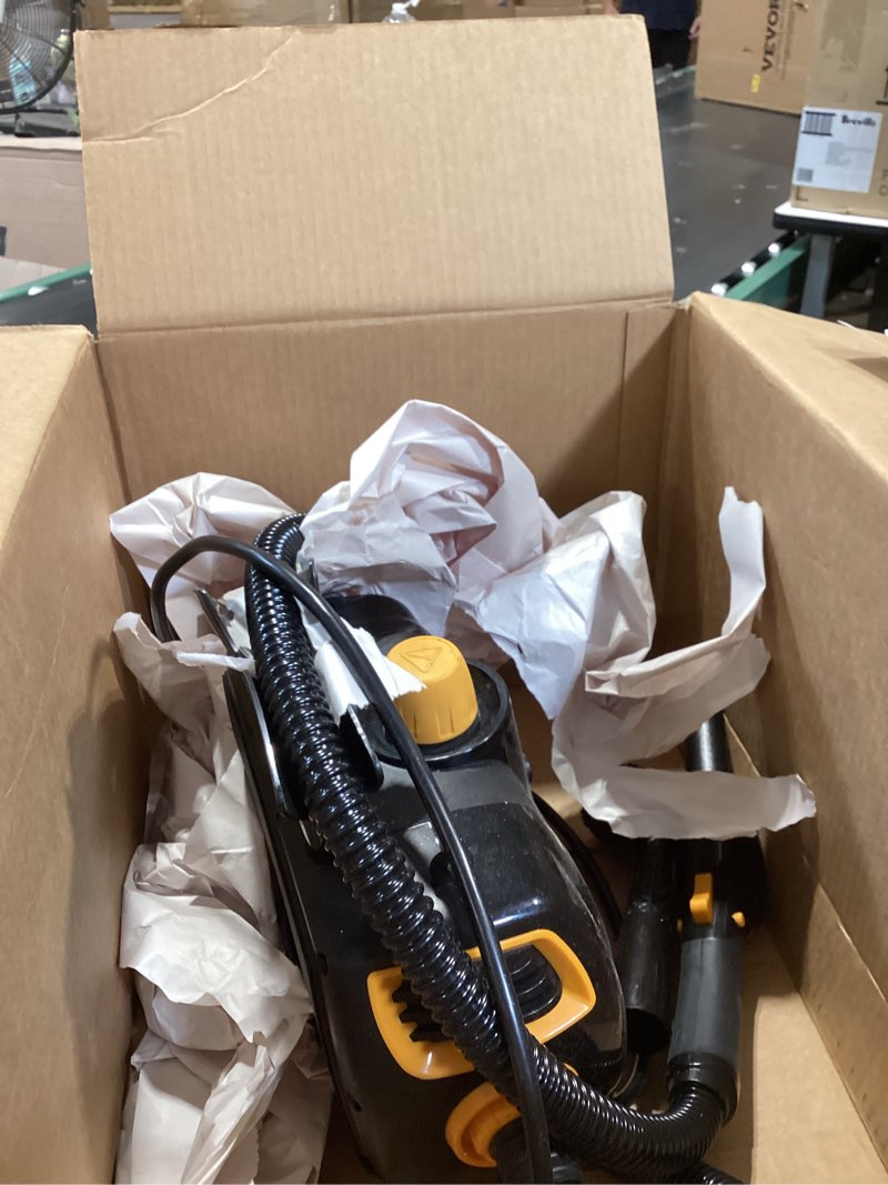 Condition photo showing As Is for mcculloch mc1270 portable power steam cleaner, 30 minute runtime, 16 accessories: mop head, brushes, & more - built for home, tile, grout, carpet, furniture, & personal car detailing