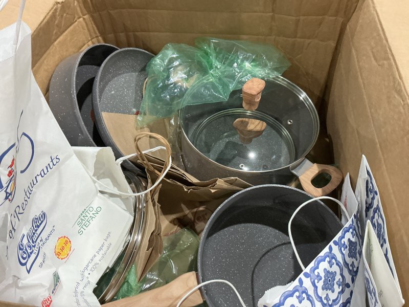 Condition photo showing Good Condition for t-fal revive ceramic cookware sets, pots and pans set nonstick, (12 pieces), ceramic non stick coated, frying pan, oven safe up to 350°f, grey granite 12-piece ceramic nonstick