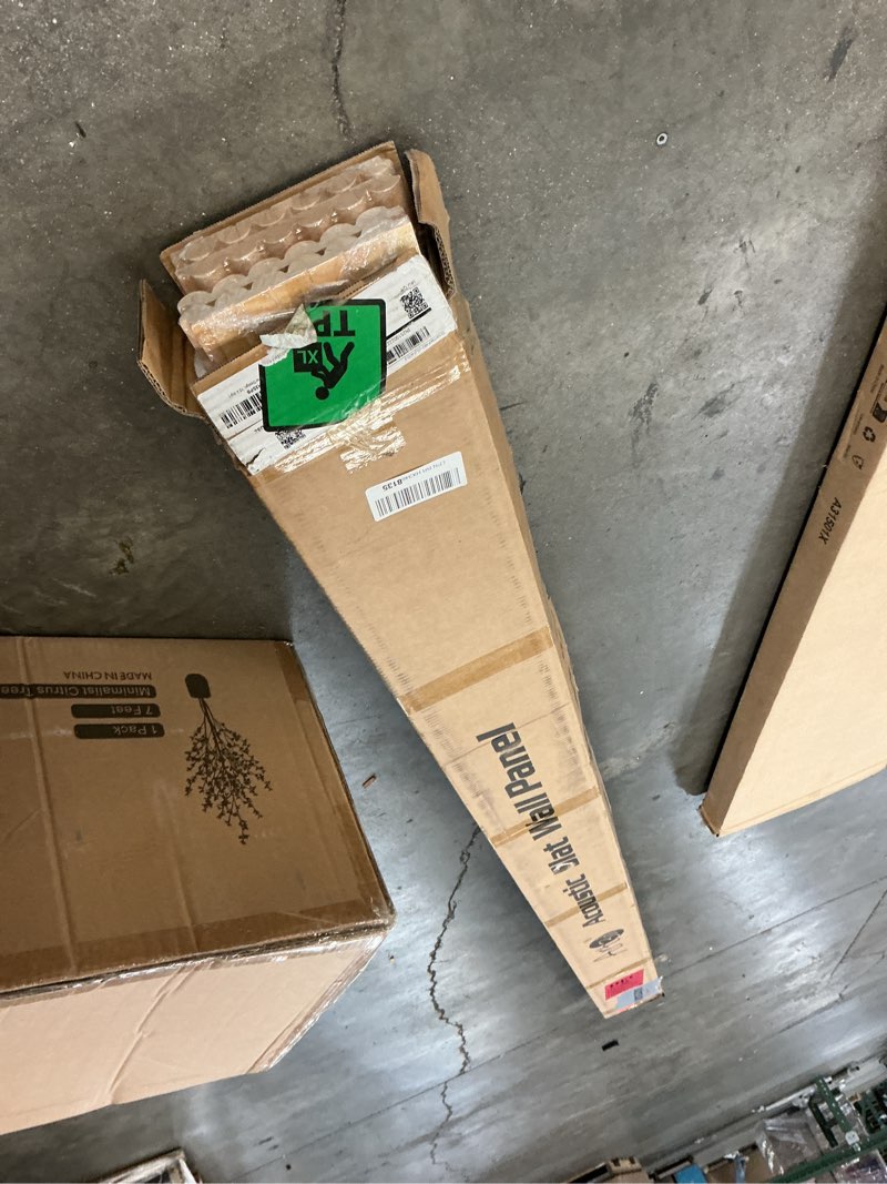 Condition photo showing Good Condition for Art3d 4 Pc 96"x5.7" Wood Slat Wall Panel for Interior, Ceiling and Decoration, Semi-Cylinder Design, 15.2 SqFt 96 x 5.7 Inch Natural Wood-Semi-Cylinder