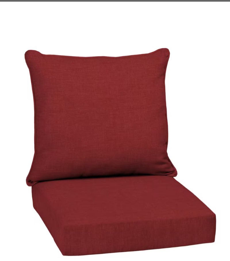 24 in. x 24 in. 2-Piece Deep Seating Outdoor Lounge Chair Cushion in Ruby Red Leala 299