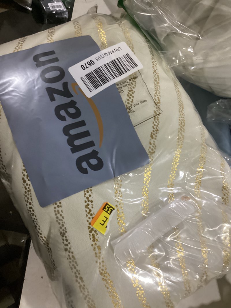 Condition photo showing Good Condition for 100% blackout curtains for bedroom, black gold wave line dot patterned curtains 96 inches long, metallic gold drapes living room darkening thermal insulated grommet window curtains 2 panels 52"w x 96"l (pack of 2) gold on black