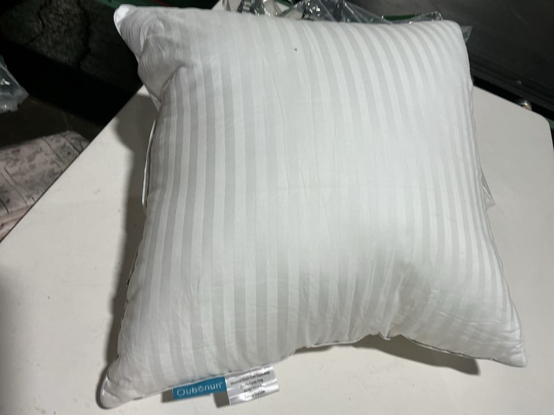 Condition photo showing Good Condition for Oubonun 18x18 Feather Down Alternative Throw Pillow Inserts, 100% Cotton Cover, Medium Firm Decorative Pillow Inserts for Couch, Sofa, Bed, Chair