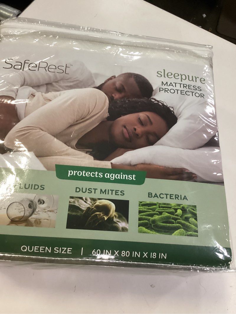 Condition photo showing Good Condition for saferest waterproof queen size mattress protector - viscose derived from bamboo - fitted with stretchable pockets - machine washable viscose blend mattress cover for bed off white queen