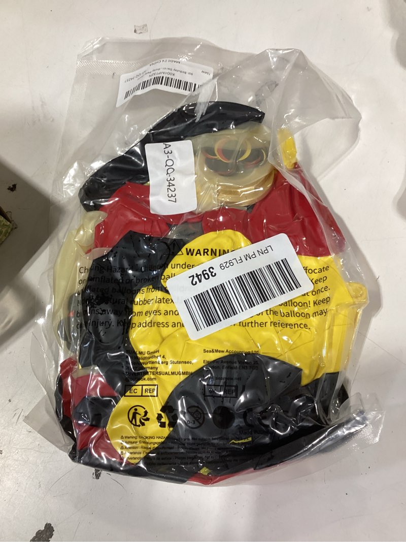 Condition photo showing New/Like New for 9th birthday decorations red black yellow,9th cartoon birthday balloon for kids printed number 9 balloons banner cake topper boy girls party decor 9th red yellow black
