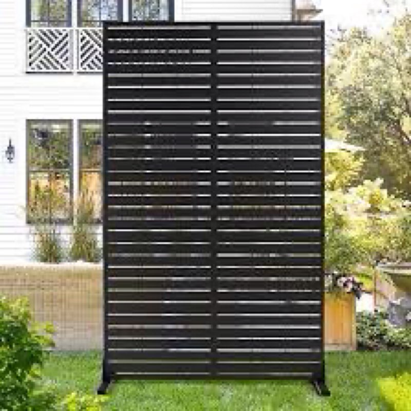 Lirago 72 in. x 47 in. Outdoor Metal Privacy Screen Garden Fence in 