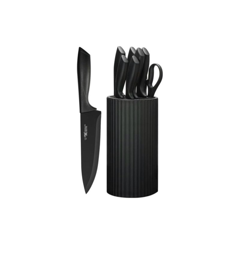 HUNTER.DUAL Knife Set, 8-Piece Kitchen Knife Set for Chef, Sharp Knife Set with Universal Knife Bloc