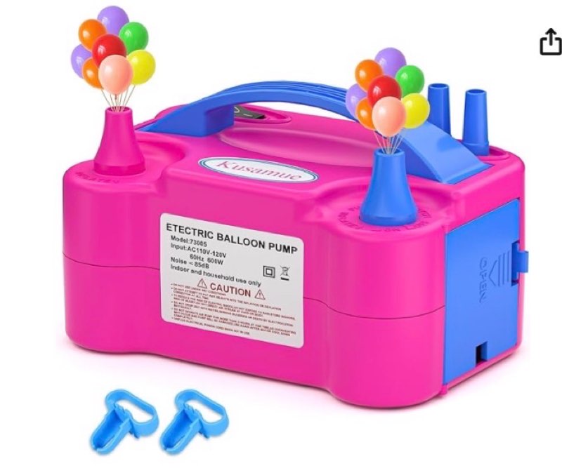 electric balloon pump, balloon inflator machine for balloons at home,quick inflation dual nozzle balloon blower portable air balloon pump balloons inflator for kids party decoration (rose red)