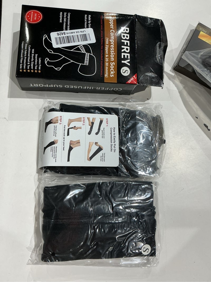 Condition photo showing Good Condition for 2 pairs easy on zipper compression socks 20-30 mmhg for women & men (ykk zipper) - medical support socks for circulation, swelling, edema, varicose veins & recovery small 2 pairs - copper