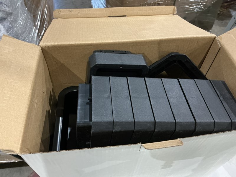 Condition photo showing Good Condition for 28 pcs bed risers 12 inch heavy duty, adjustable furniture risers up to 12 inch lift 12 heights options 1, 2, 3, 4, 5, 6, 7, 8, 9, 10, 11, 12 inch for couch, sofa, table bed frame legs dorm, black 12 inch (1-12 inch) black 4 pack