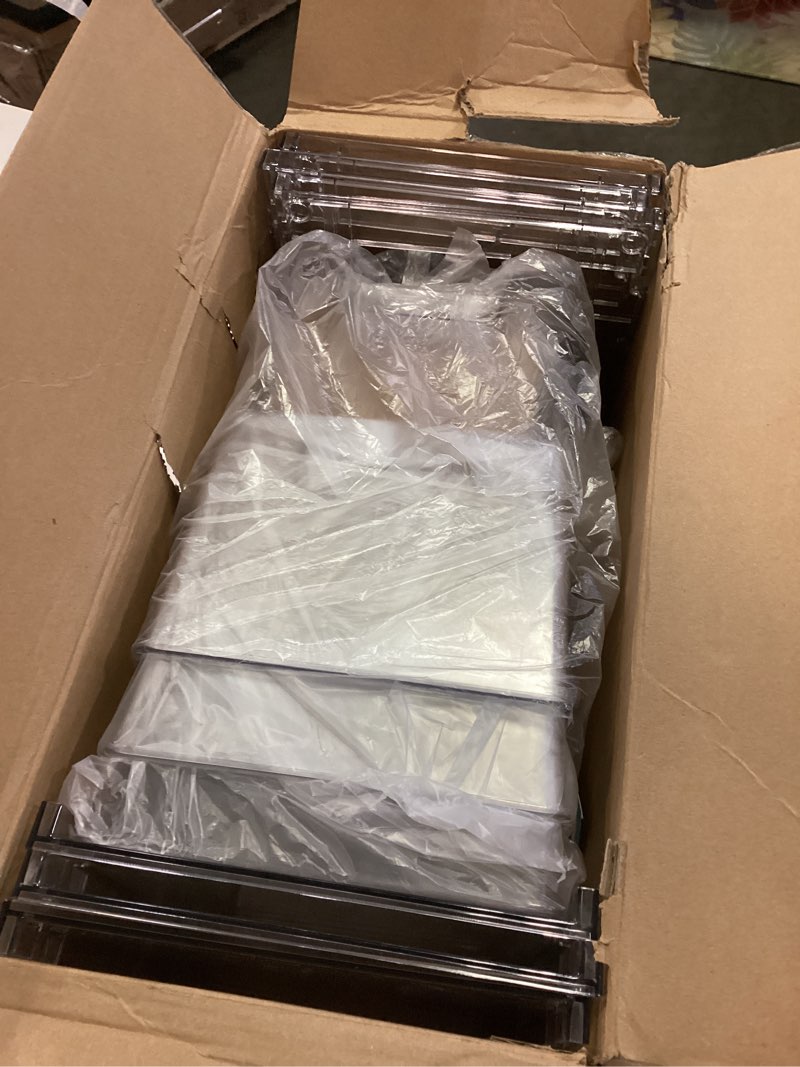 Condition photo showing Good Condition for Vtopmart 3 Pack Clear Stackable Storage Drawers,Easy to Assemble Bathroom Organizers and Storage with handles,Plastic Drawers for Kitchen Pantry,Cabinet,Under Sink Organization 1 Large+1 Medium+1 Small