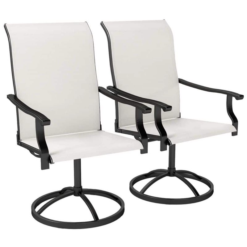 Patio swivel dining chairs Color: Cream