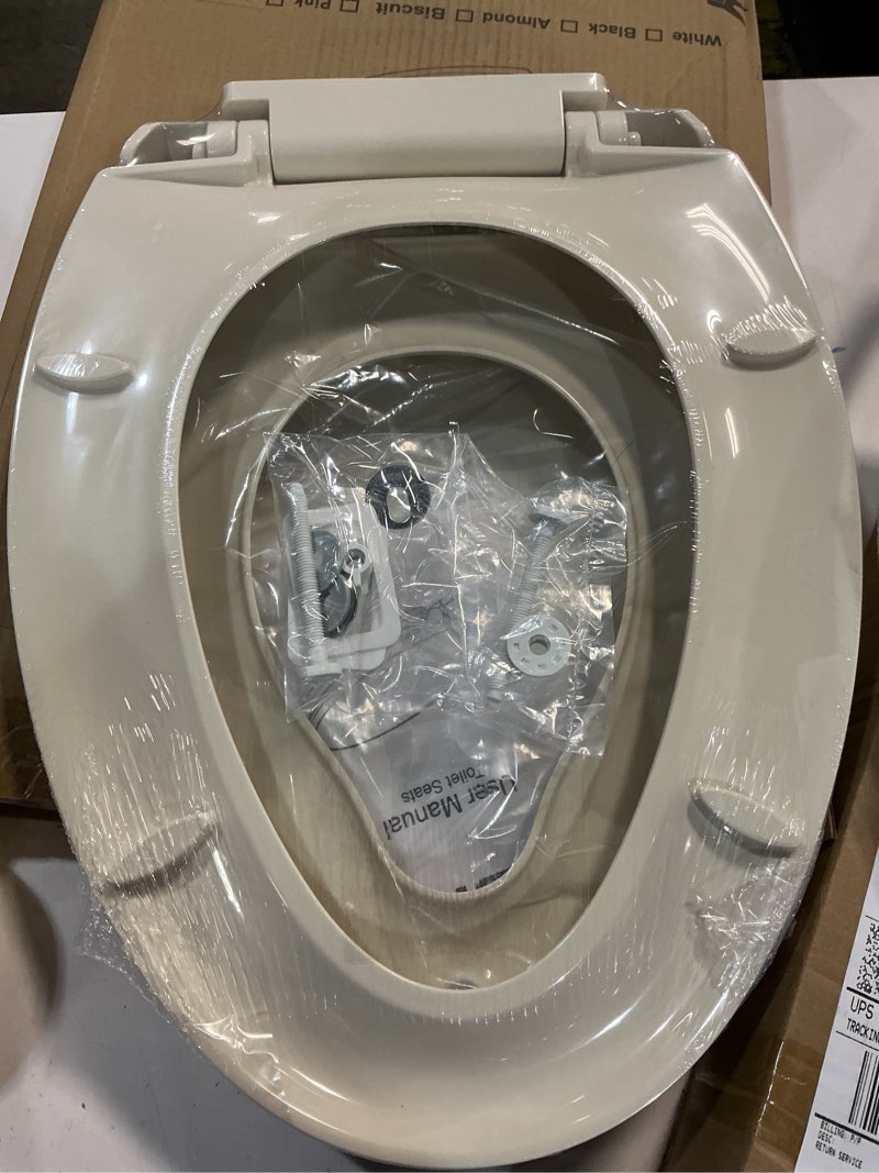 Condition photo showing New/Like New for YASFEL Built in Potty Training Toilet Seat for Toddlers, Kids & Adults Biscuit Plastic Toilet Seats Elongated Slow Close with Magnets(Almond, 18.5”) 18.5" Elongated Almond