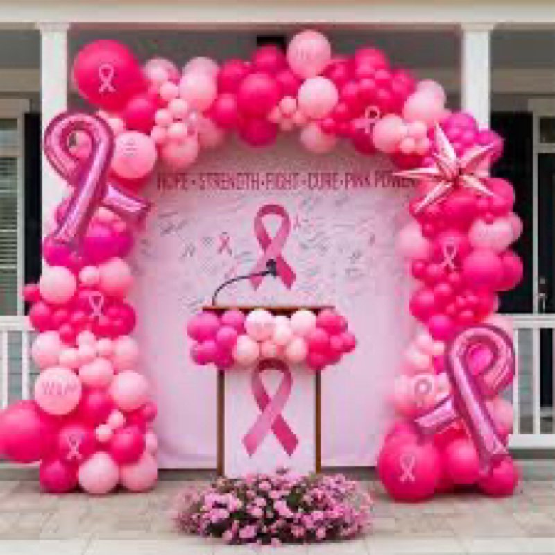 Hot pink and pink balloons Breast Cancer Awareness Decorations Balloons Arch Kit star Pink Ribbon my
