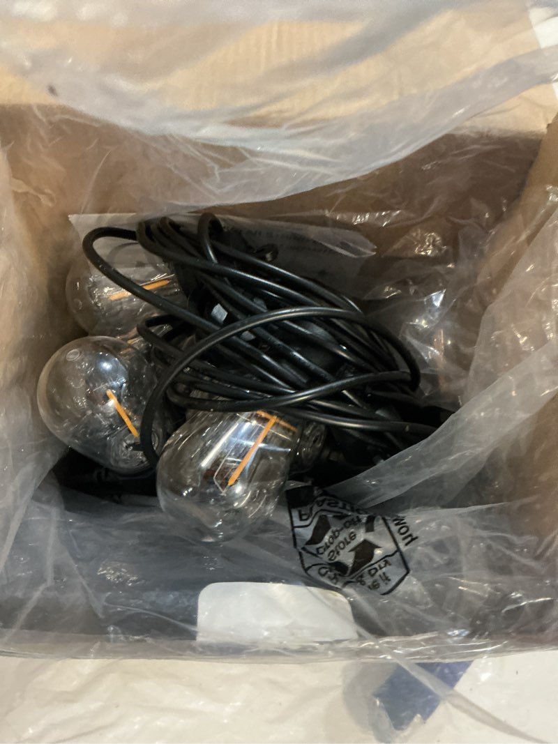 Condition photo showing Good Condition for better homes gardens solar led string lights, 15 filament bulbs, 34 foot length, 120 lumens