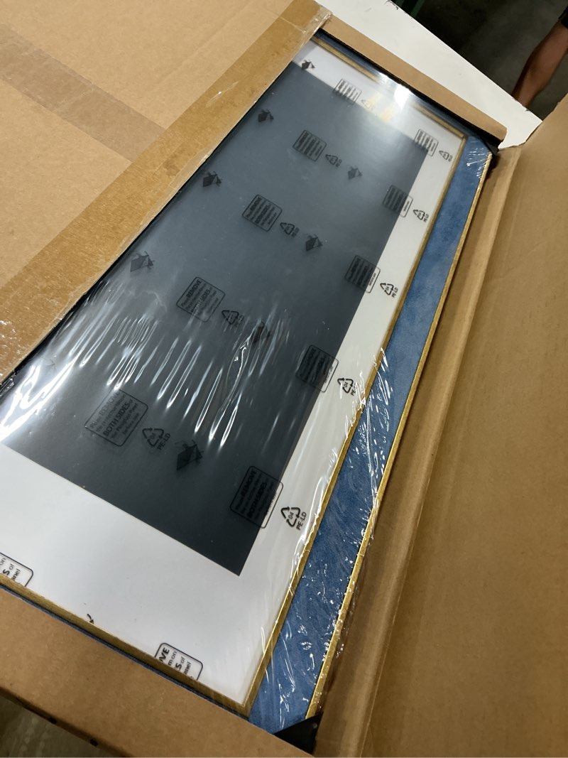 Condition photo showing New/Like New for suede 14x22 frame - single frame, christmas elegant sky blue 14 x 22 poster frame with mat for 12x18, 14x22 picture frames for artwork, puzzles, photos and movie posters sky blue 14" x 22" / 12" x 18" mat