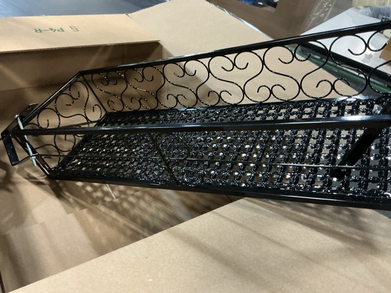Condition photo showing As Is for thick hanging flower shelf–balcony rack, window sill planter stand for succulents, pothos plants–wrought iron pot holder(25 * 60 * 12cm)