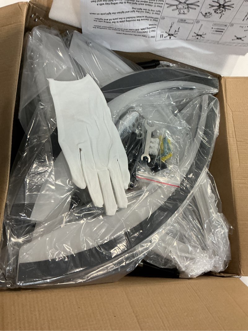 Condition photo showing Good Condition for modern led flush mount ceiling light - 12 lights dimmable close-to-ceiling fixture with remote control, 144w 3000k-6500k adjustable color temperature for bedroom, living room (black) 40.2 inch