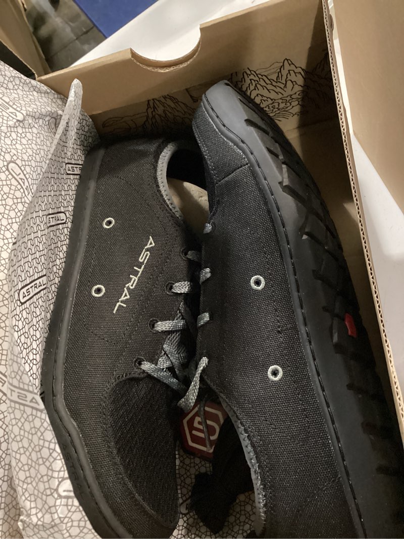 Condition photo showing New/Like New for size 9 astral men's loyak shoes - barefoot, quick-drying, minimalist sneaker for casual wear, water sports, travel, & hiking
