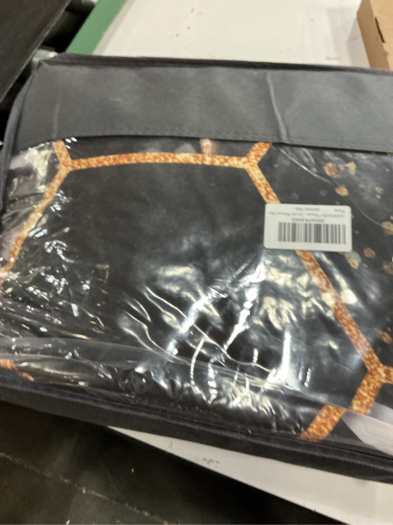 Condition photo showing New/Like New for ANGIYUIN 7 Pieces Black Marble California King Bed in A Bag White Flowers Comforter Sets Gold Geomet