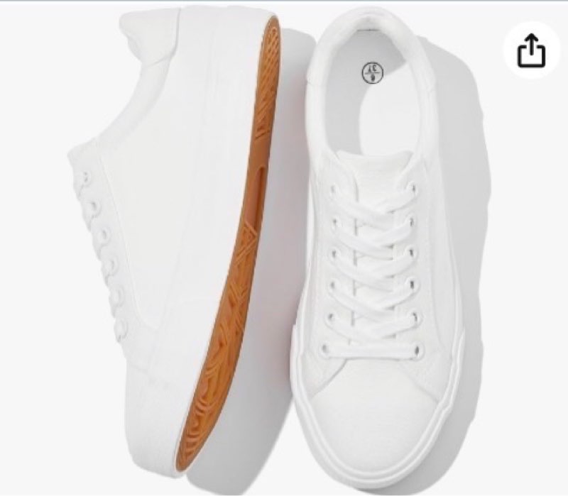 Waluzs Platform Sneakers for Women Low Top Platform Shoes Lace Up Womens Canvas Shoes Breathable White Tennis Shoes (White,US8)