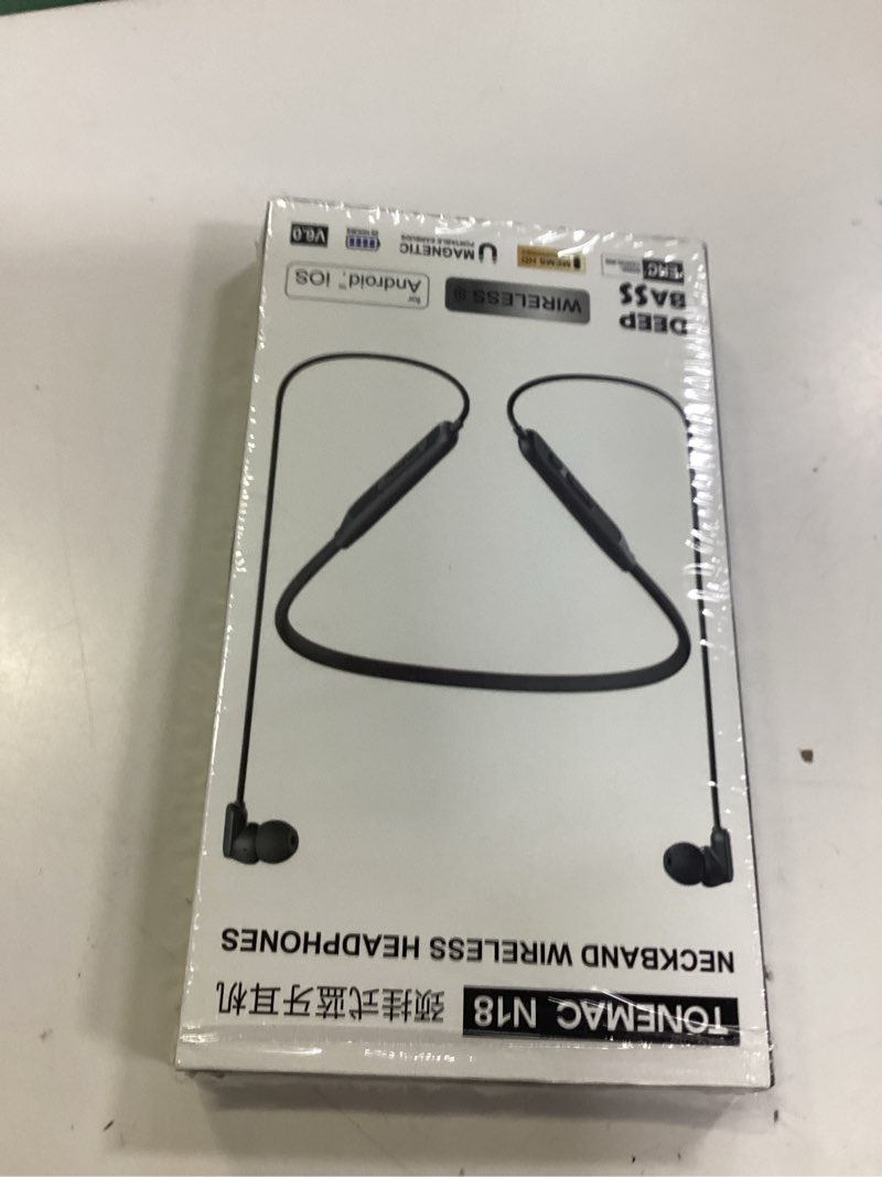 Condition photo showing Good Condition for n18 neckband bluetooth earbuds, wireless bluetooth 5.2 headphones with microphone, ultra-lightweight comfort, ipx7 waterproof, deep bass strong beat, 20h playtime, magnetic earphones (black)