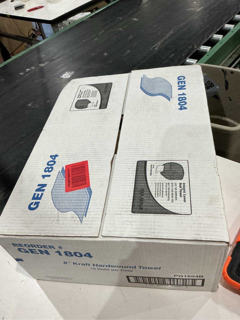 Condition photo showing New/Like New for gen 1804 8" kraft hardwound towel 12/case 300' roll gen 1804