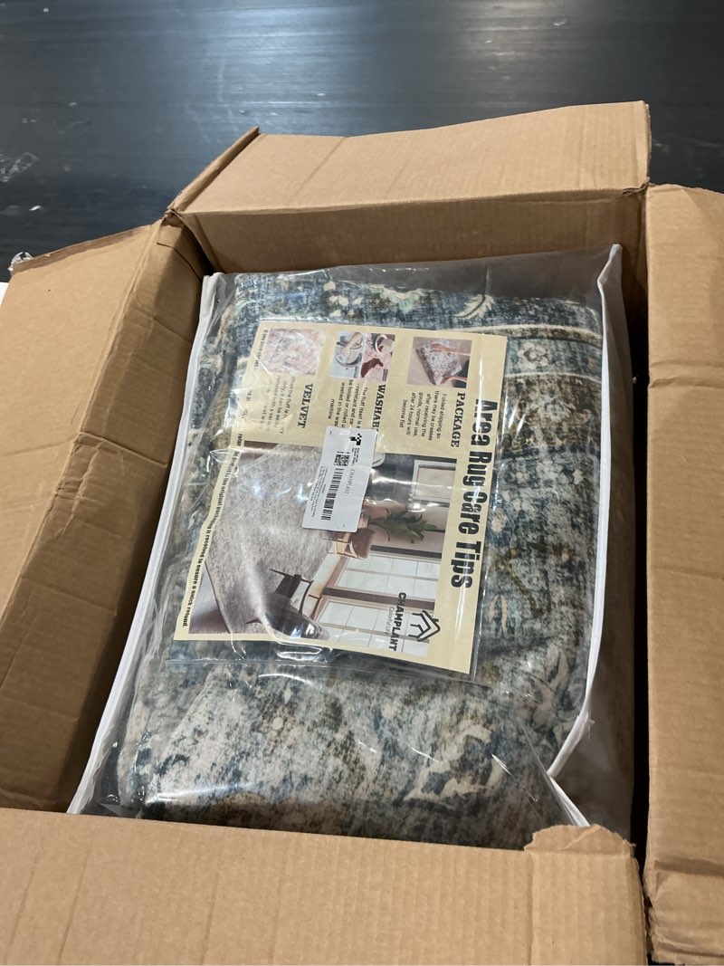 Condition photo showing Good Condition for champlant washable area rug 8'x10' boho design non-shedding non-slip easy care ideal for high traffic areas in living room bedroom office coffee table kitchen large carpet