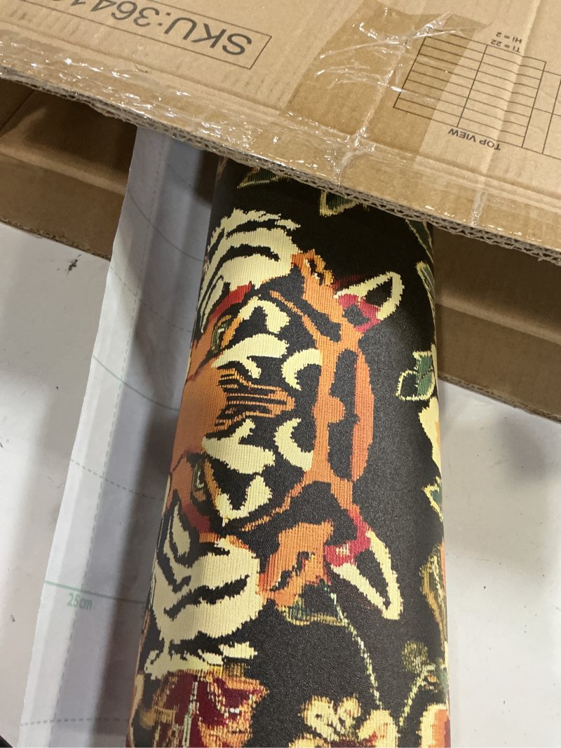 Condition photo showing Good Condition for tiger floral peel and stick wallpaper vintage boho dark floral contact paper flower wall mural home vinyl waterproof self adhesive removable renter friendly wall paper 17.5" x 393" 17.5" x 393" yellow tiger