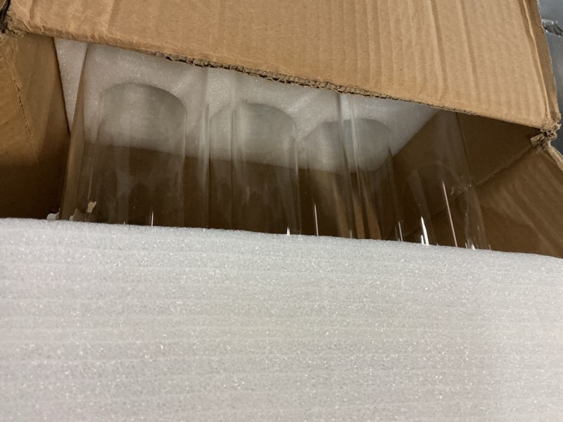 Condition photo showing Good Condition for 6 Pack Glass Cylinder Vases 16 Inch Tall Clear Flower Vase for Centerpieces, Hurricane Floating Candle Holder Wedding Decorations, Floral Vase Bulk for Table Shelf Party Home Deco (16 x 3.35 Inch) 6 Pack 3.35" W x 16" H