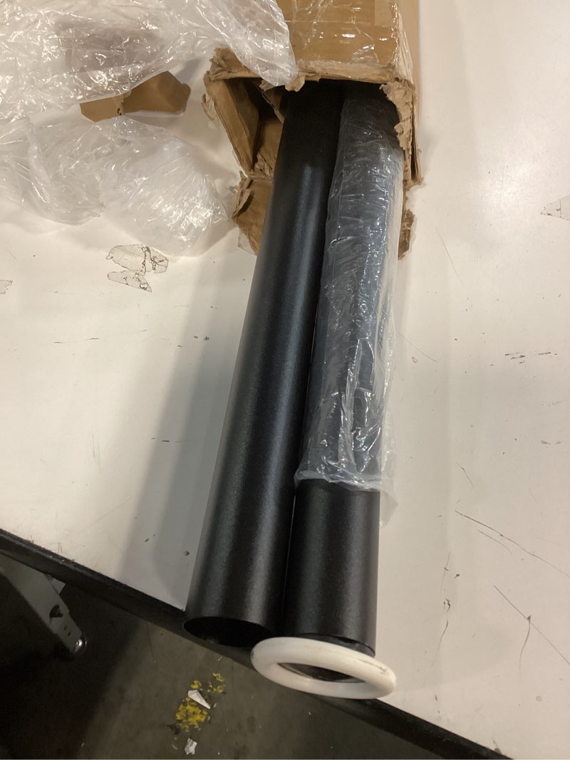 Condition photo showing As Is for Tension Curtain Rod 83 to 122 Inches (7 to 10.2 ft), 1.26" Diameter Spring Adjustable Heavy Duty Long Large Curtains Pole for Windows Door Bathroom Patio Outdoor No Drilling, Black 83-122 Inch
