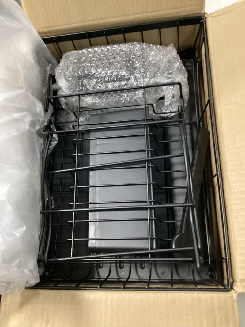 Condition photo showing Good Condition for 7 code large dish drying rack for kitchen counter, detachable large capacity dish drainer organizer, 2-tier dish racks with utensil holder, black