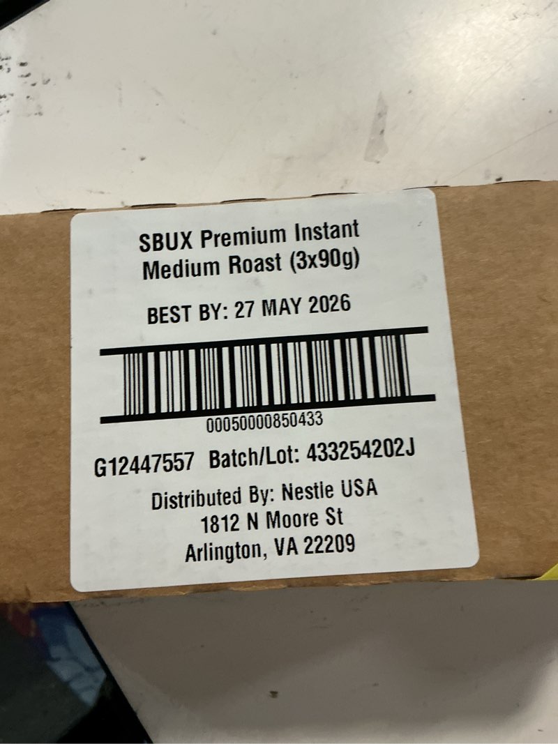 Condition photo showing New/Like New for starbucks premium instant coffee, medium roast coffee, arabica beans, three 3.17 oz tins