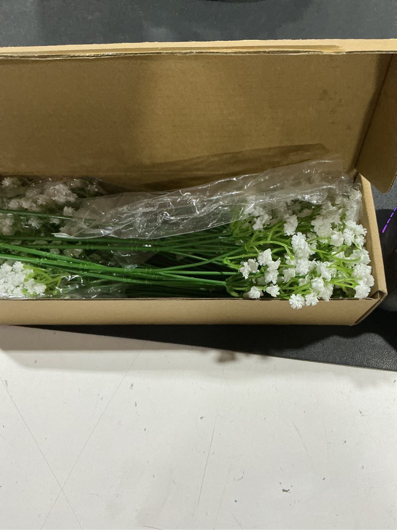 Condition photo showing Good Condition for babys breath artificial flowers bulk, 36pcs fake baby breath flowers artificial 11inch white faux gypsophila real touch flowers for wedding diy bouquet arrangement party home garden decoration attractive white 36pcs