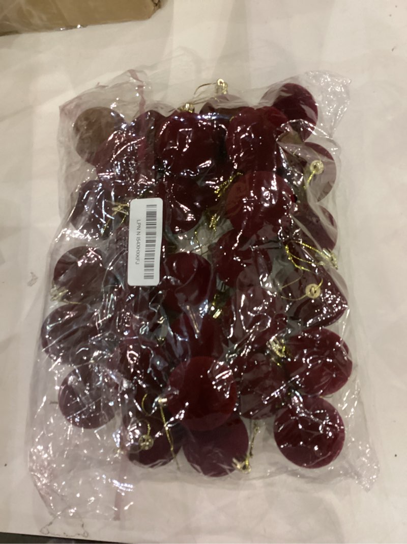 Condition photo showing Good Condition for Christmas Velvet Balls 1.97 Flocked Christmas Hanging Ornaments Handmade Velvet Balls Xmas Tree Ornaments Xmas Tree Bulbs for Wedding Anniversary Party (Red) Red 
