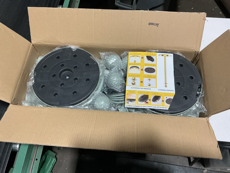 Condition photo showing New/Like New for ferraycle 4 pcs stainless steel stanchions post queue 38 inch, 5 ft velvet rope carpet ropes and pole, control barriers for wedding birthday party decoration sand injection hollow base set (green) green 4