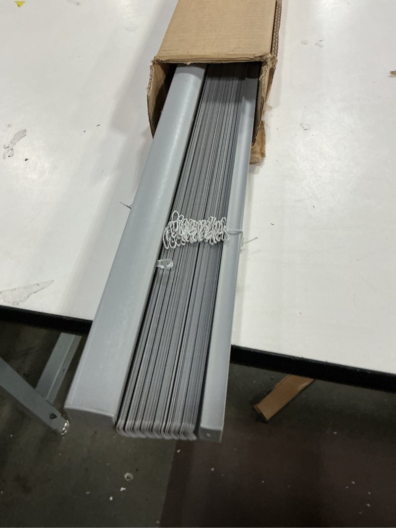 Condition photo showing As Is for CHICOLOGY Camper Blinds, Mini Blinds for Windows, Horizontal Window Blinds, Gray (Commercial Grade), 34" W x 60" H 34"W x 60"H Gray (Commercial Grade)