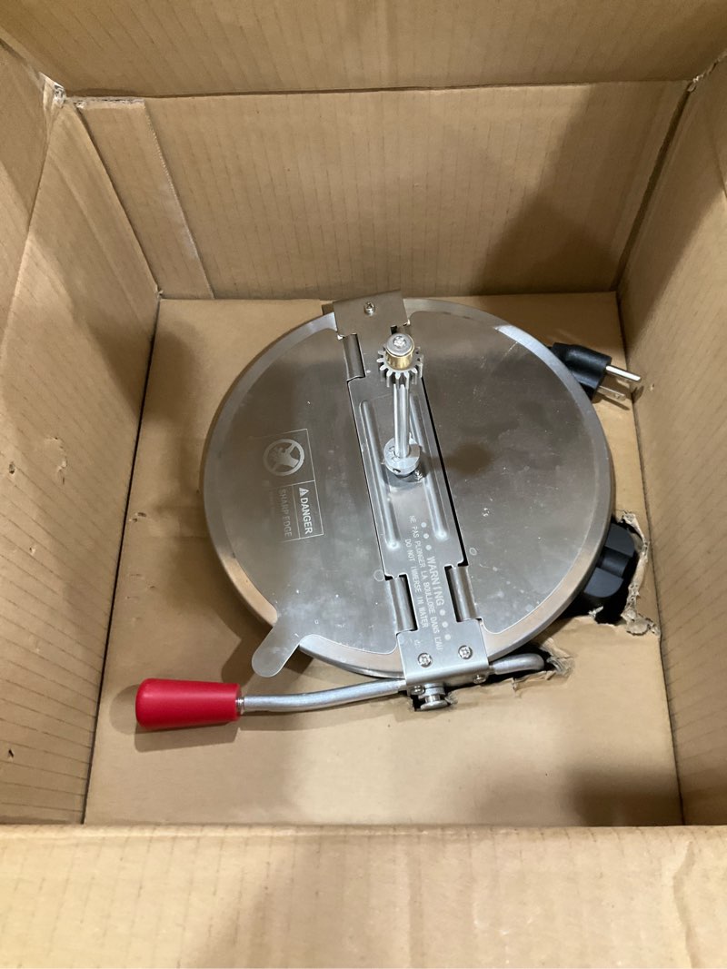 Condition photo showing As Is for 8-ounce replacement kettle for popcorn machine 860w kettle popper with lid, stirrer, gear shaft, and 3-prong plug
