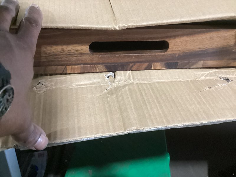 Condition photo showing New/Like New for 22x22inches walnut wooden ottoman tray with handles,square coffee table serving tray for home decor,couch table for party,patio breakfast trays for bed no legs 22" x 22" x 2.5"