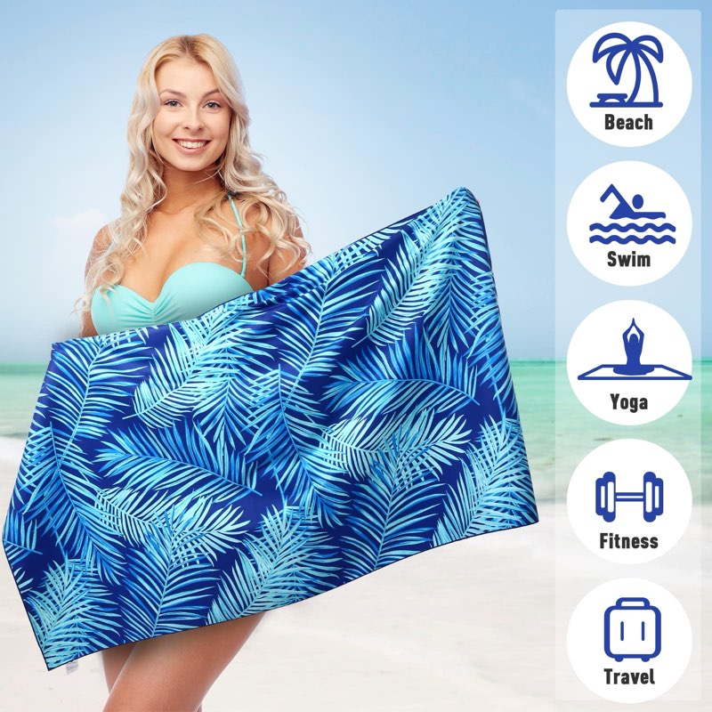 2 Pack Microfiber Beach Towel, Oversized Microfiber Pool Towel 75?Ç¥x 35?Ç¥, Sand-Free Beach Towel, Quick Drying Camping Towel, Super Absorbent Bath Towel Blanket, Soft Breathable and Lightweight similar