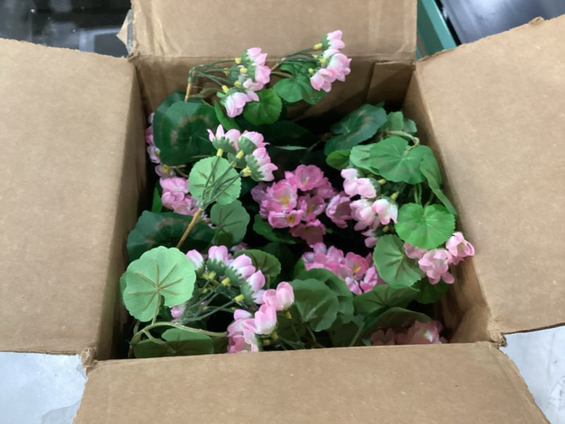 Condition photo showing New/Like New for Nearly Natural 6609-PK 24in. Geranium Hanging Basket Silk Plant,Pink