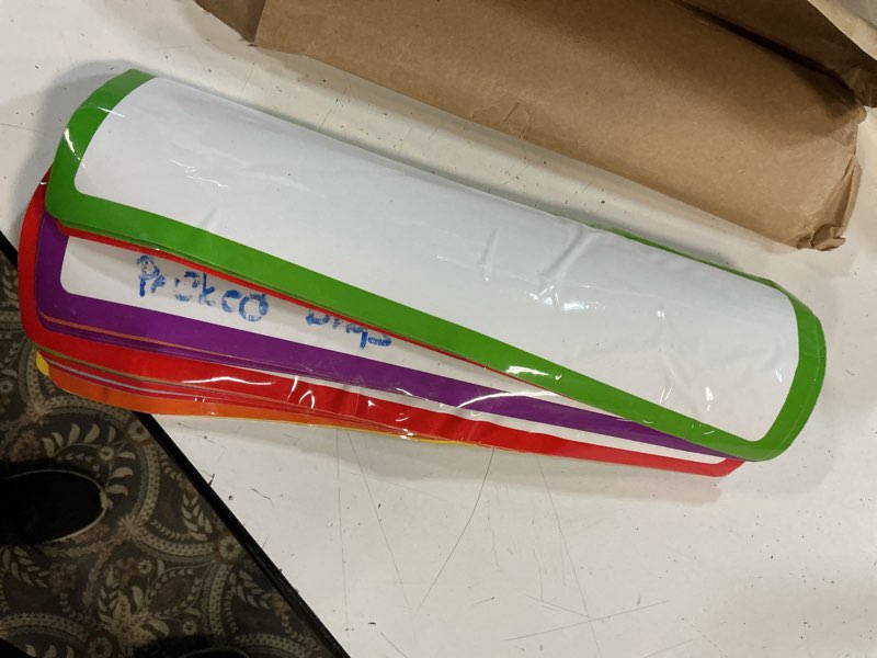 Condition photo showing Good Condition for 24 pcs large magnetic dry erase labels for classroom 12 x 4 inch back to school supplies rectangle magnetic name plates label magnet stickers for whiteboards refrigerator(frame style)