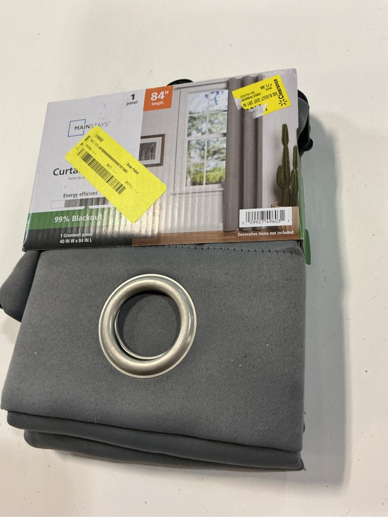 Condition photo showing Good Condition for mainstays blackout grommet single curtain panel, 1 panel, gray, 40"w x 84"l