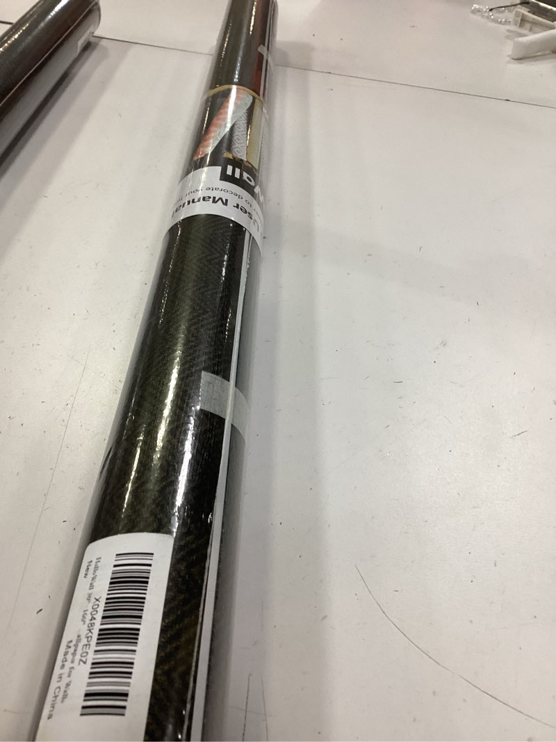 Condition photo showing New/Like New for Black Gold Wallpaper Peel and Stick Grasscloth Wallpaper Herringbone Textured Woven Fabric Wall Paper Removable Self Adhesive Black Linen Contact Paper for Cabinets Bedroom Walls 17.7"x80" 17.7" x 80"