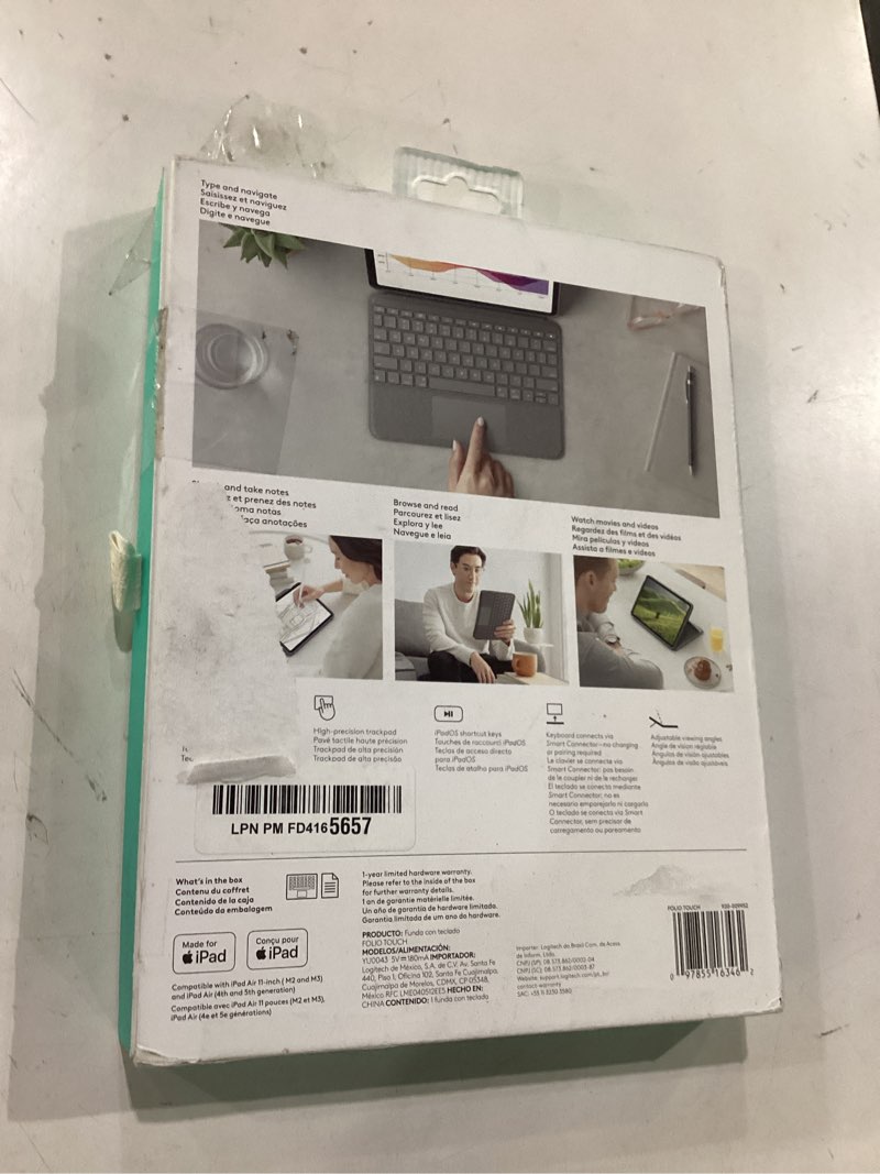 Condition photo showing Good Condition for logitech folio touch ipad keyboard case with trackpad and smart connector for ipad air 11-inch (m2 & m3), ipad air (4th & 5th gen) – graphite graphite 4th & 5th gen tablet keyboard