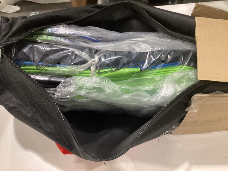 Condition photo showing Good Condition for zdgao badminton sets for backyard, portable badminton net with tension adjuster, badminton racket set of 4, 3 nylon shuttlecocks, boundary line and carry bag for backyard beach family games blue&green