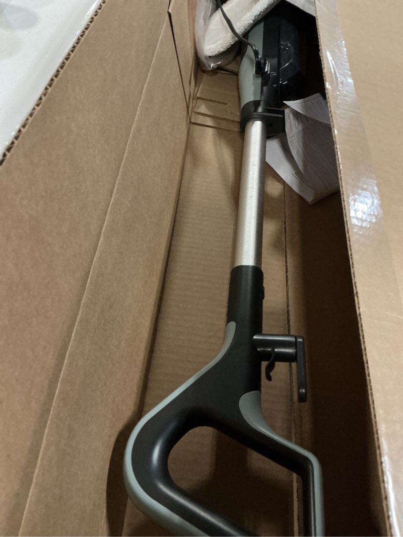 Condition photo showing As Is for shark steam & scrub steam mop, all-in-one scrubbing and sanitizing hard floor cleaner, led headlights, 4 dirt grip soft scrub pads included, xl water tank, swivel steering, hawaiian grey, s8001 steam & scrub (4-pad)