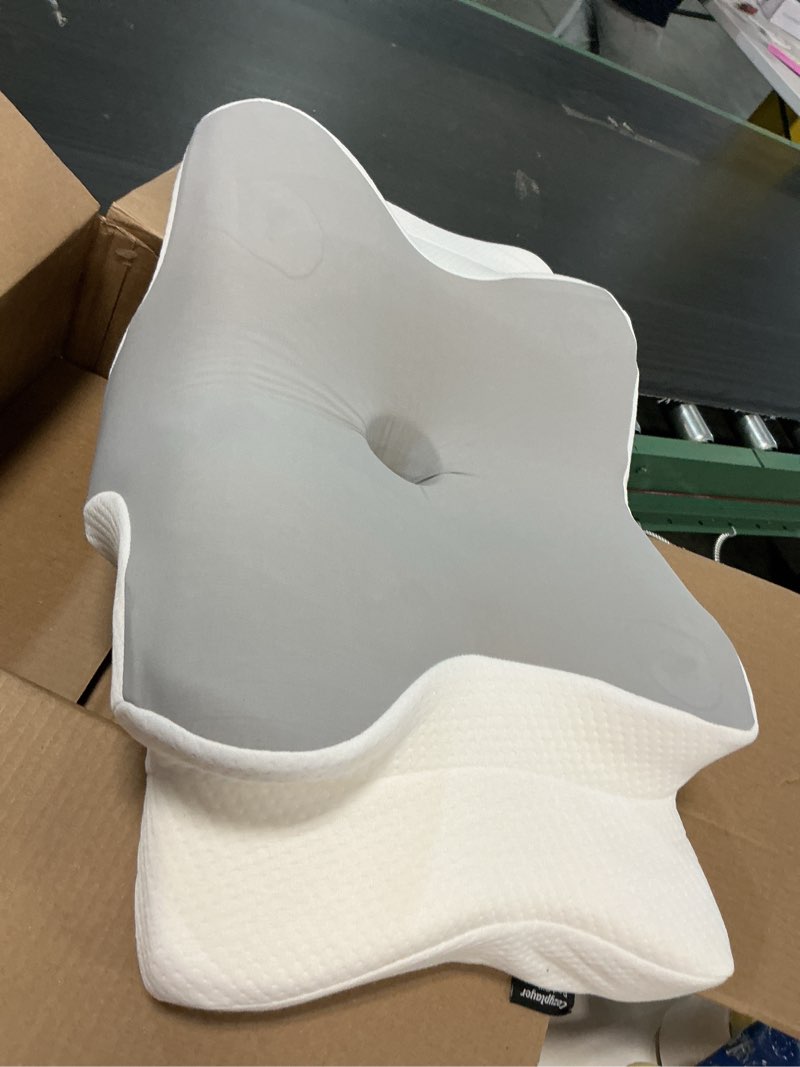 Condition photo showing As Is for ultra pain relief cooling pillow for neck support, adjustable cervical pillow cozy sleeping, odorless ergonomic contour memory foam pillows, orthopedic bed pillow for side back stomach sleeper