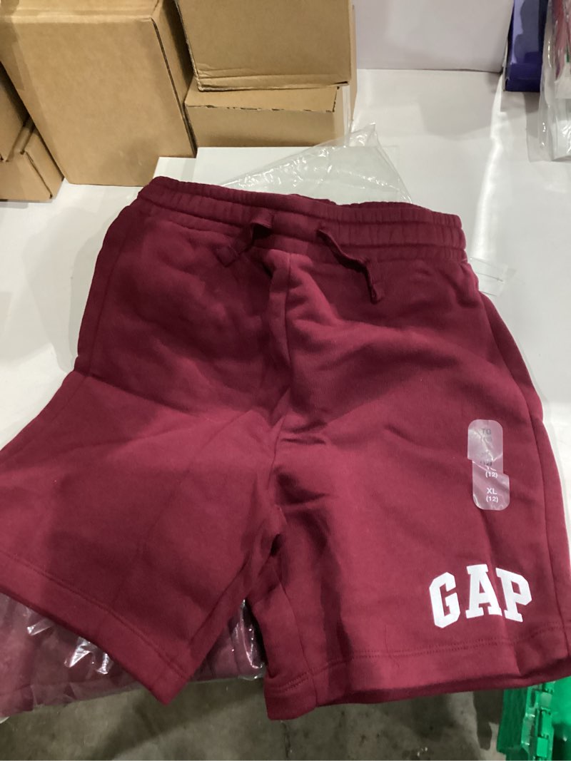 XL TG (12) Kids Relaxed Gap Logo No-Pocket Pull-On Shorts wine red
