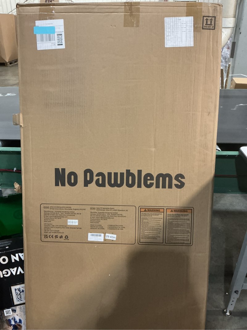 Condition photo showing New/Like New for No Pawblems Upgraded 55" Extra Tall Pet Gate for Cat, 29-43" Auto Close Cat Gate for Doorways/Stairs/Hallways, NO Drilling Pressure Mounted Tall Dog Gate Indoor, 1.37" Pet-Safe Gap, White White-gate 55" Tall, 29-43" Wide